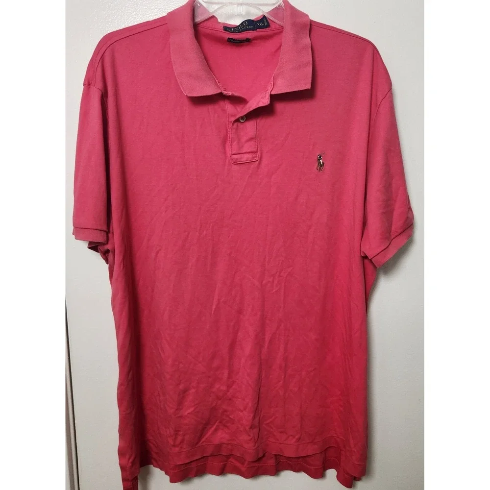 Polo Ralph Lauren Red Pima Soft Touch Polo Shirt Embroidered Flesh Pony‎ XXL